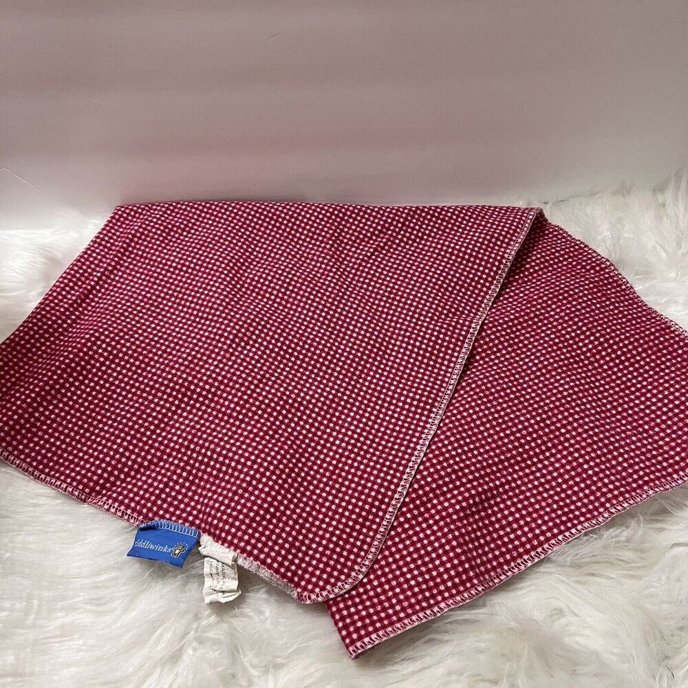 Tiddliwinks Cotton Baby Receiving Blanket Red White Plaid Gingham 27x28”